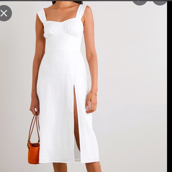 Reformation Seaside Linen Dress in White - Picture 2 of 6
